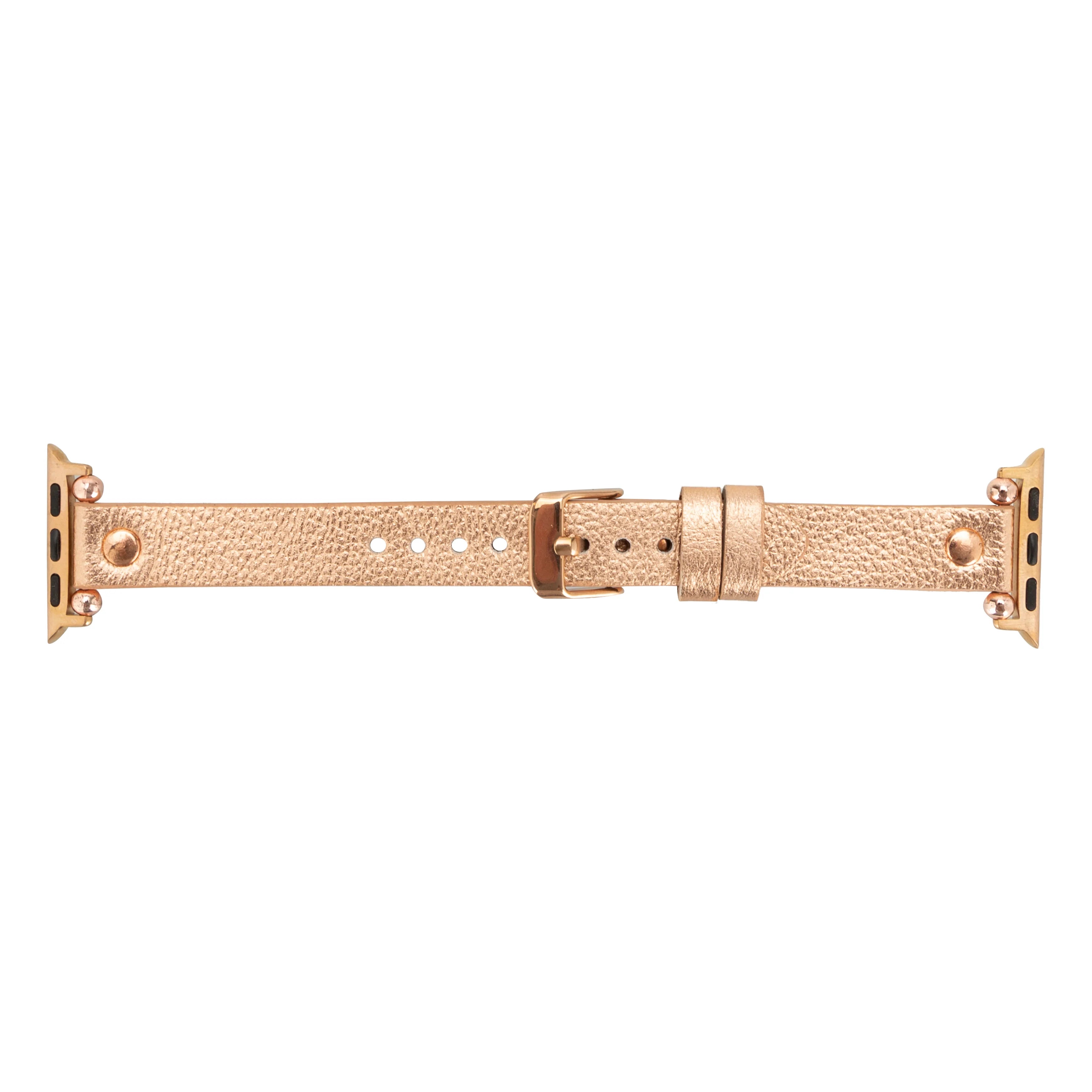Ferro Rose Gold Trok Style Leather Apple Watch Bands