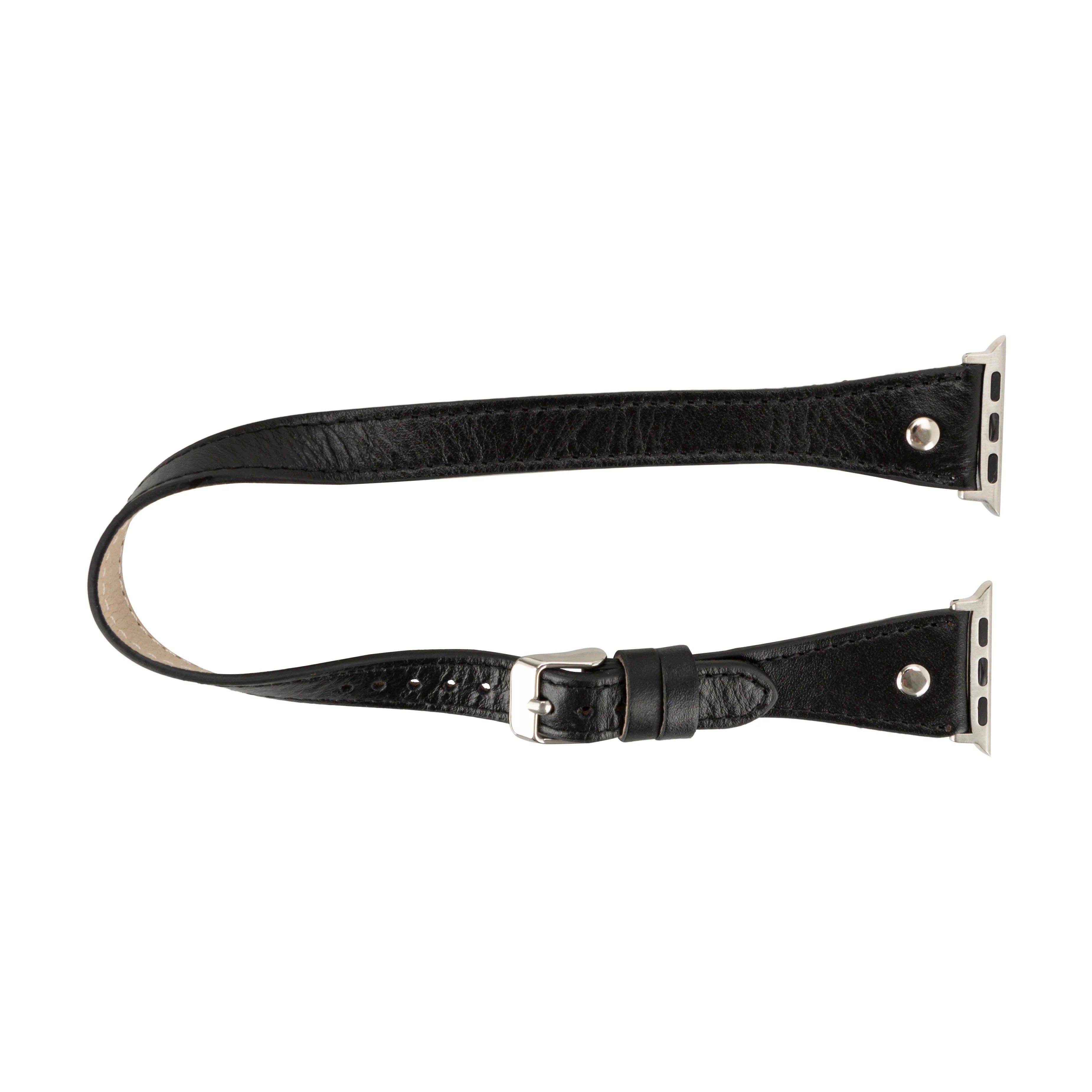Double Tour Slim Hector Silver Trok Style Leather Apple Watch Bands