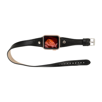 Double Tour Slim Hector Silver Trok Style Leather Apple Watch Bands