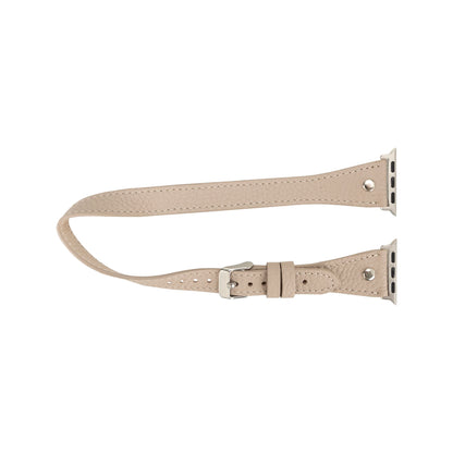 Double Tour Slim Hector Silver Trok Style Leather Apple Watch Bands