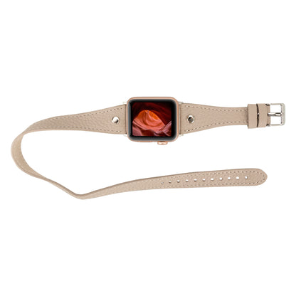 Double Tour Slim Hector Silver Trok Style Leather Apple Watch Bands