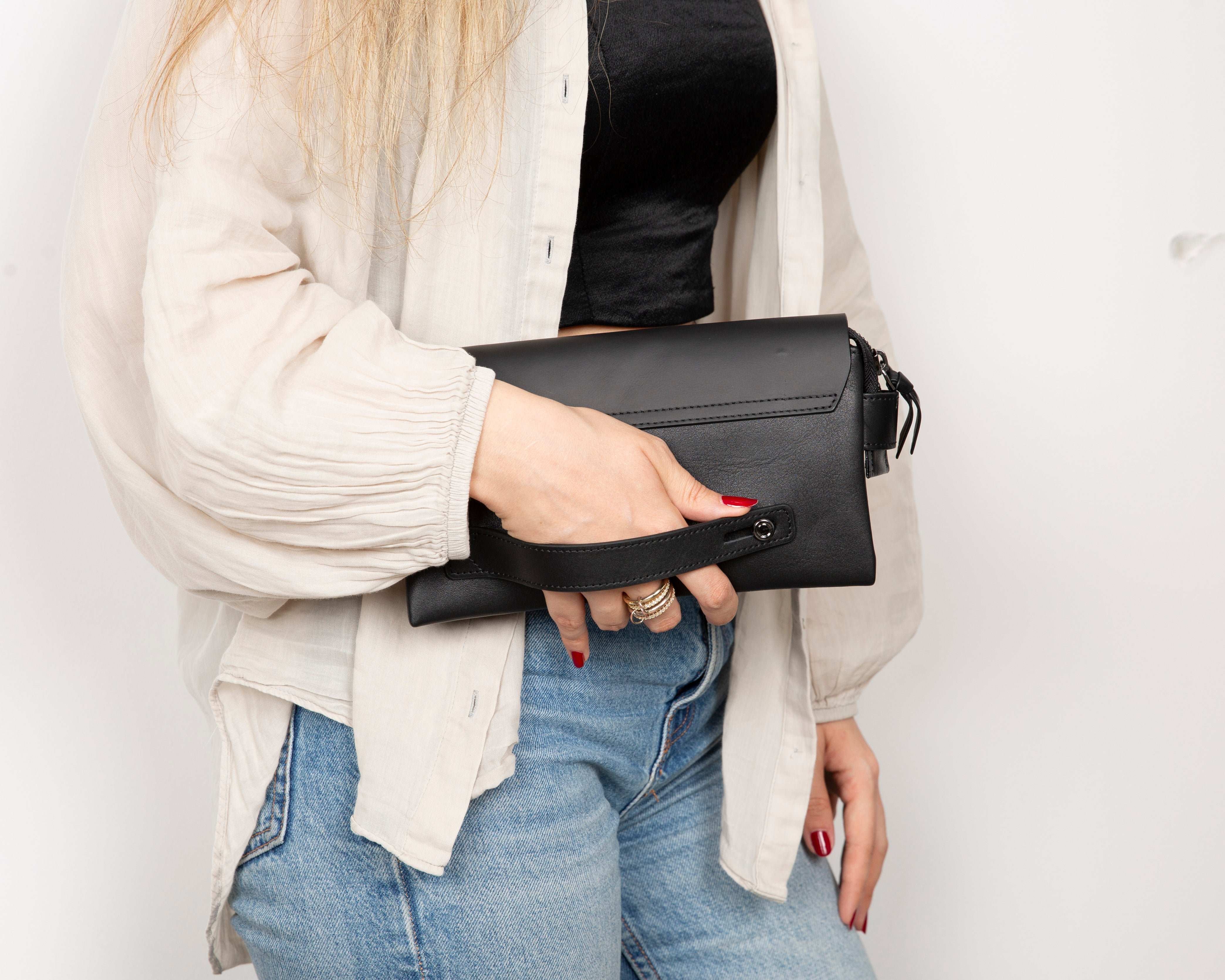 Ponny Leather Clutch Bag
