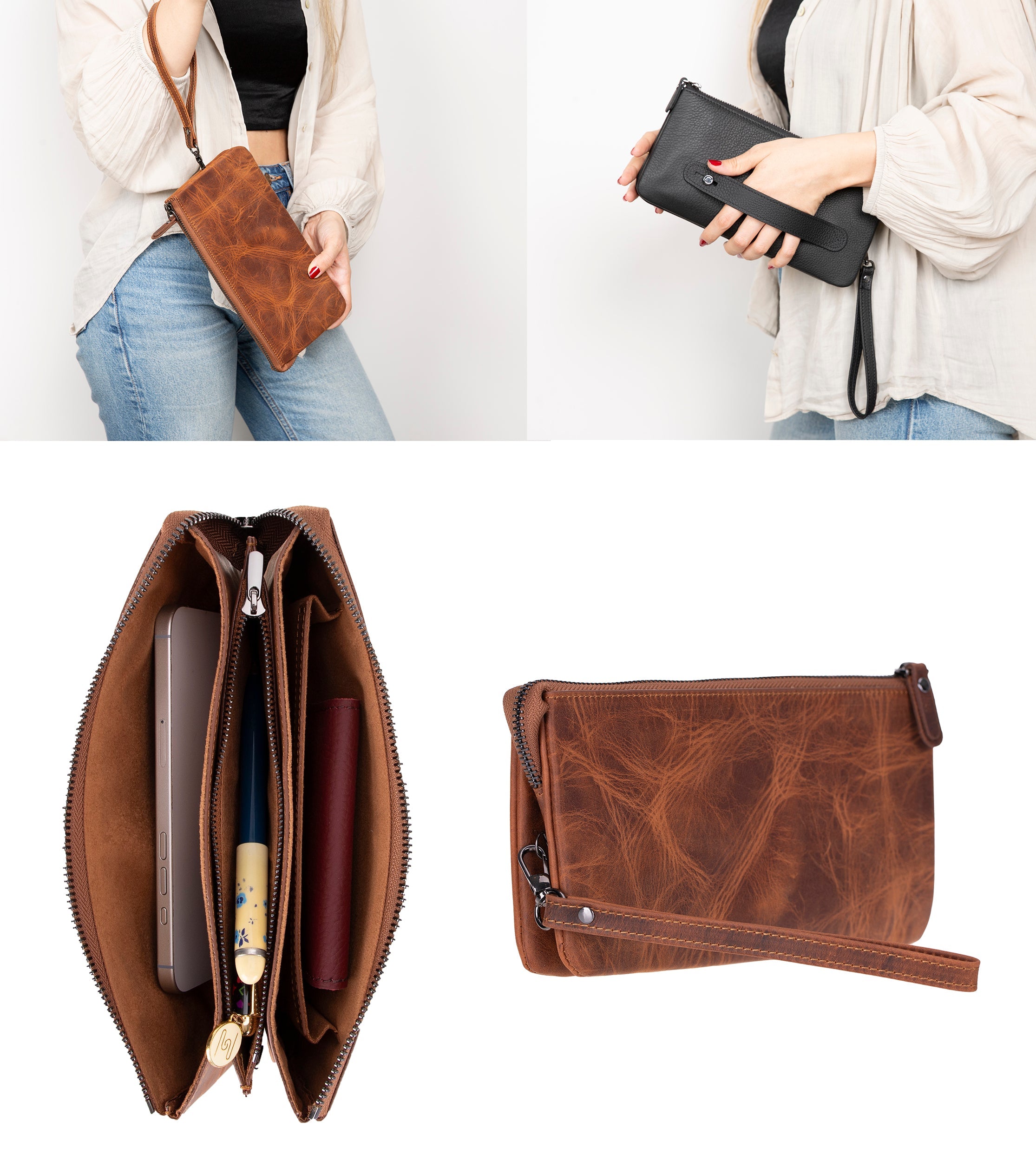 Maesta Leather Clutch Bag