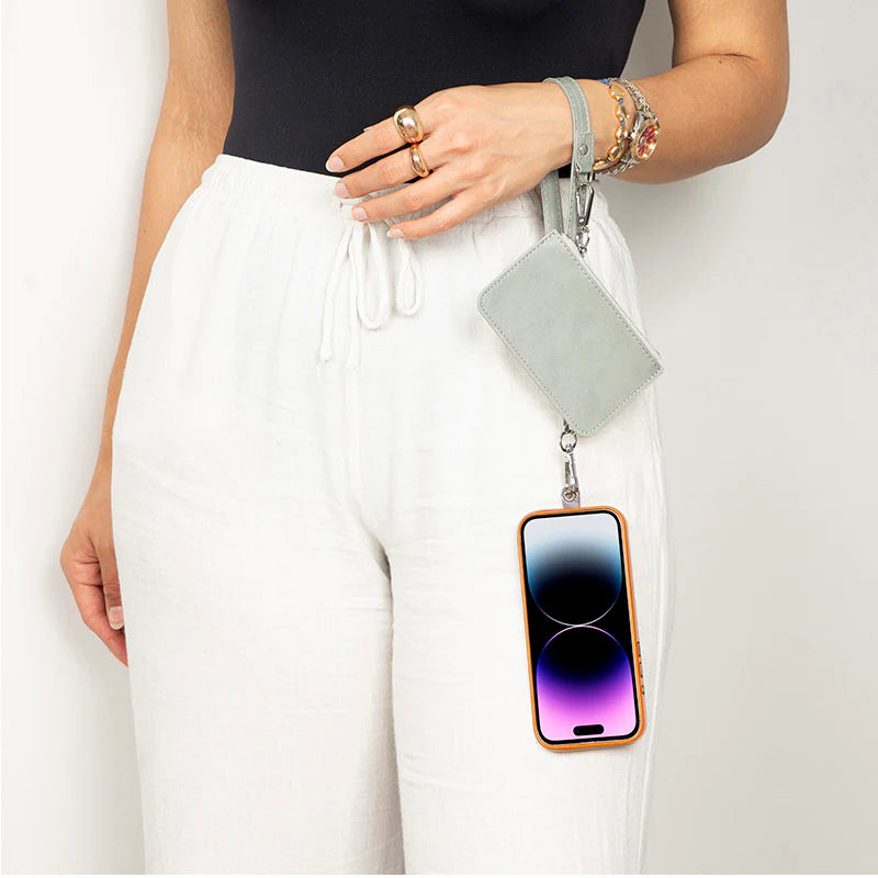 FlexGo Leather Phone Strap & Wallet Set – Clip-On Flex