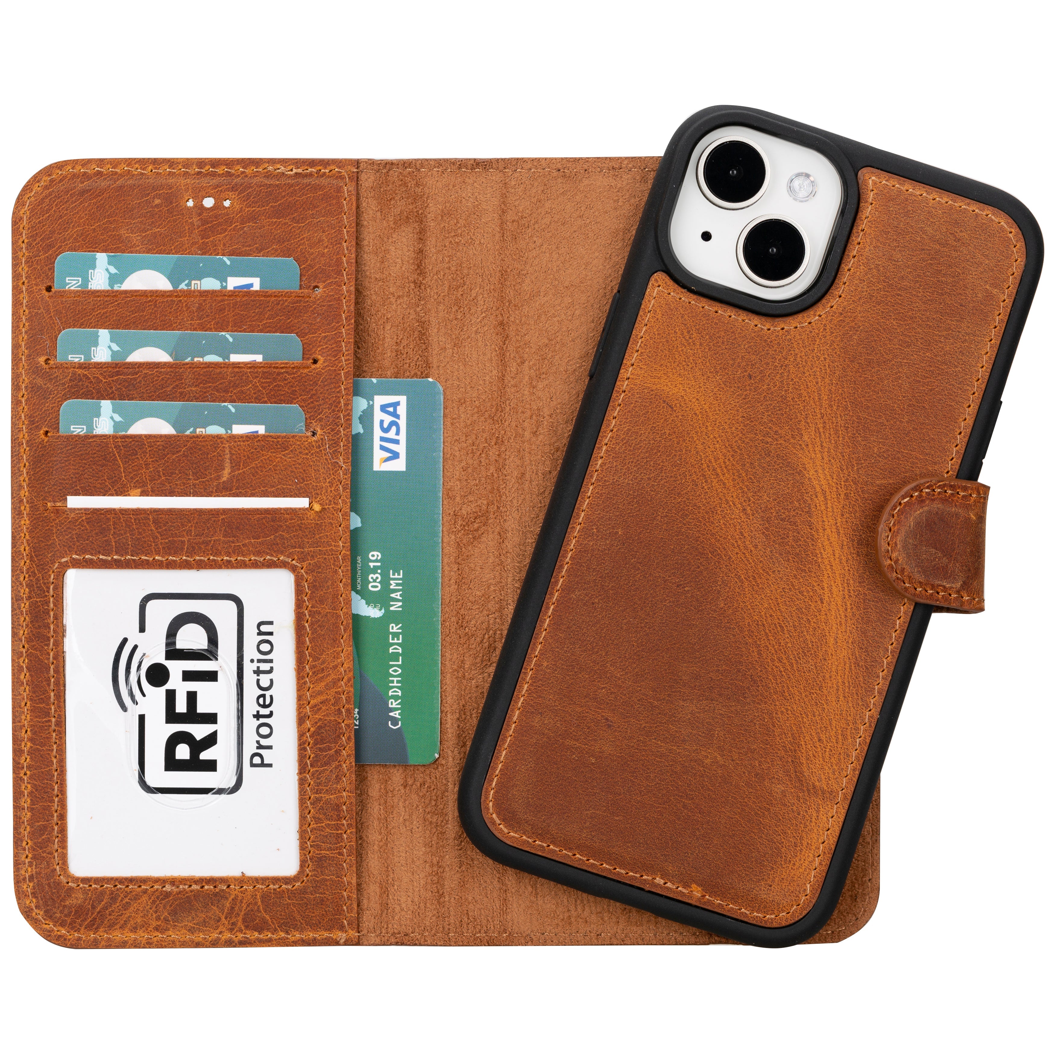 Magic iPhone 16 Series Detachable Genuine Leather Case