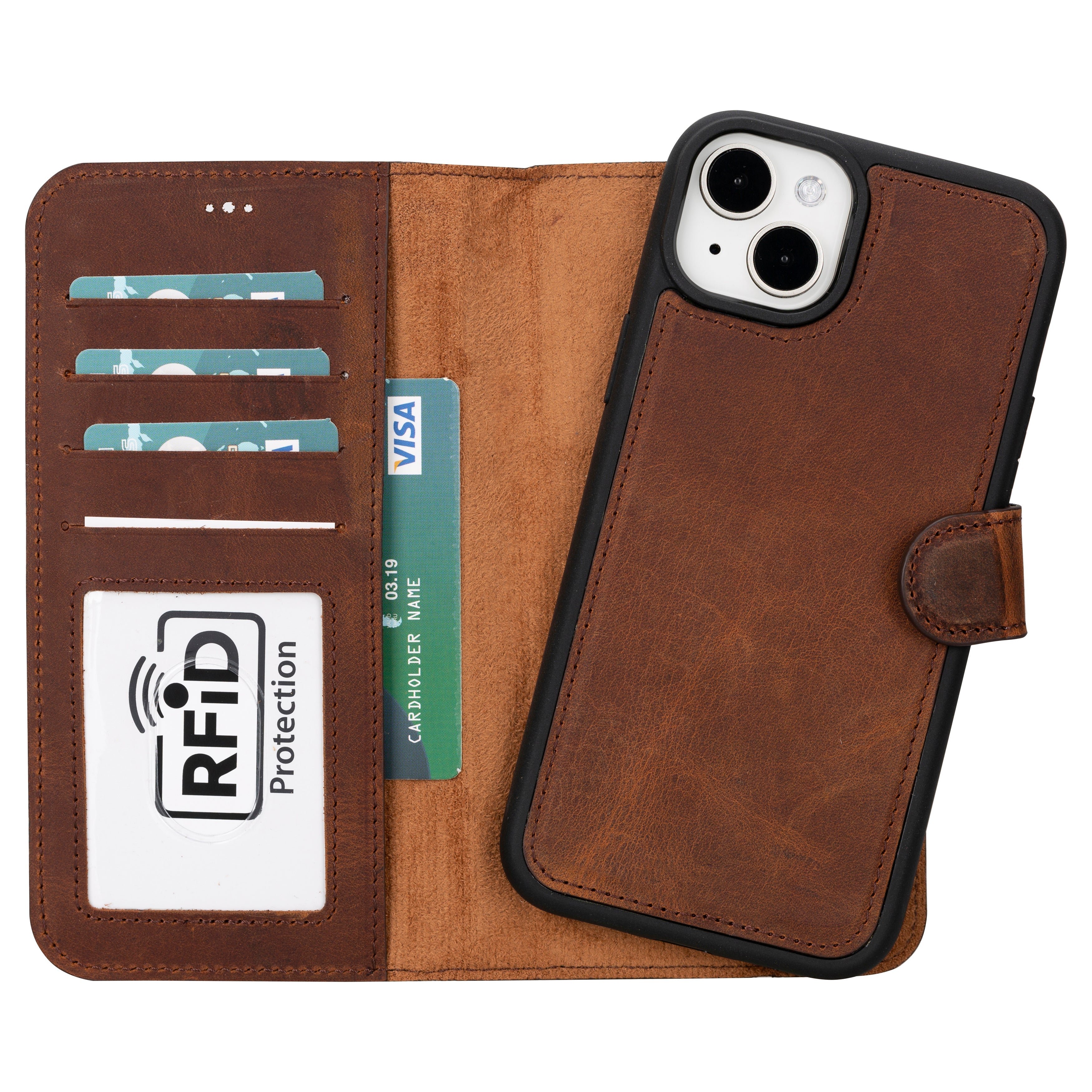 Magic iPhone 16 Series Detachable Genuine Leather Case