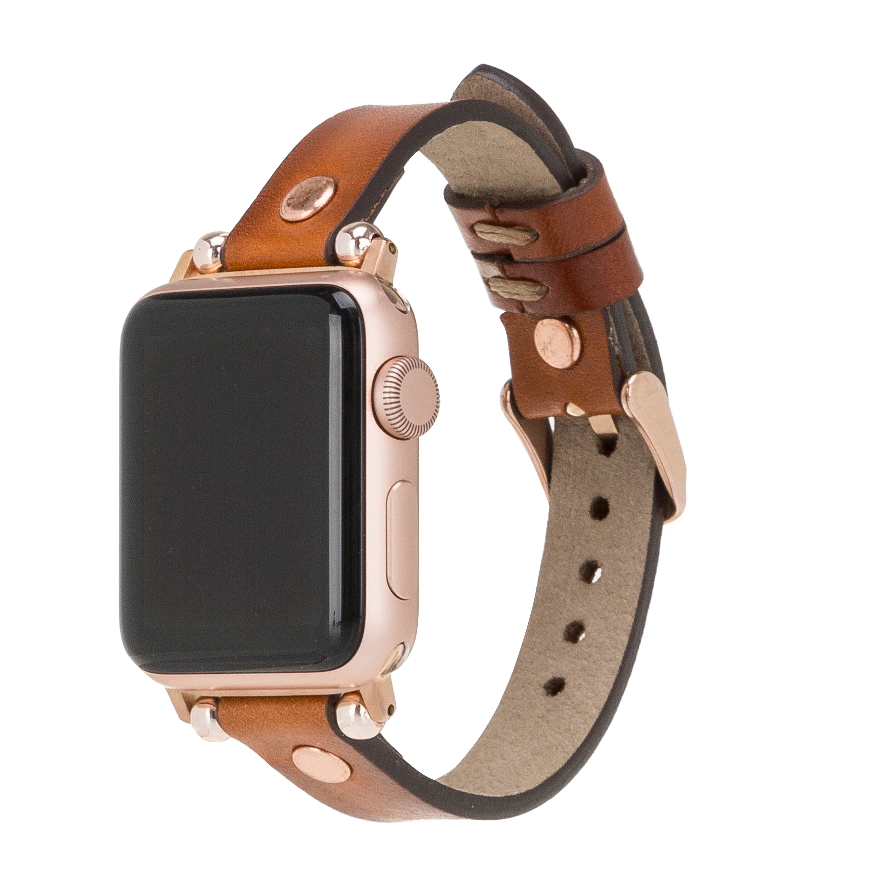 Ferro Rose Gold Trok Style Leather Apple Watch Bands