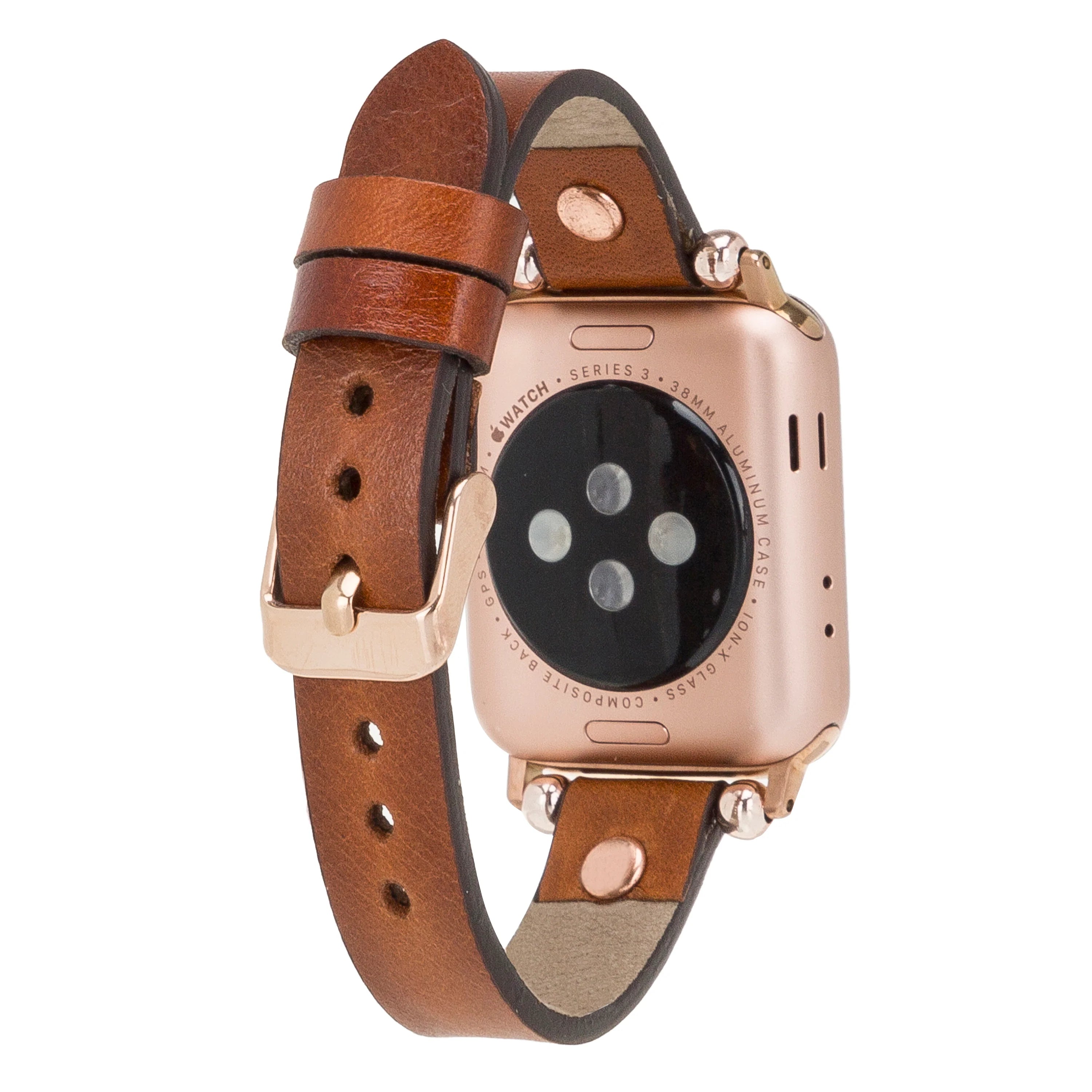 Ferro Rose Gold Trok Style Leather Apple Watch Bands