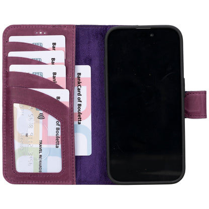 iPhone 16 Series Detachable Leather Wallet Case - The Stitched Cow