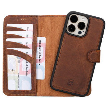 iPhone 16 Series Detachable Leather Wallet Case - The Stitched Cow