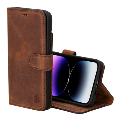 iPhone 16 Series Detachable Leather Wallet Case - The Stitched Cow