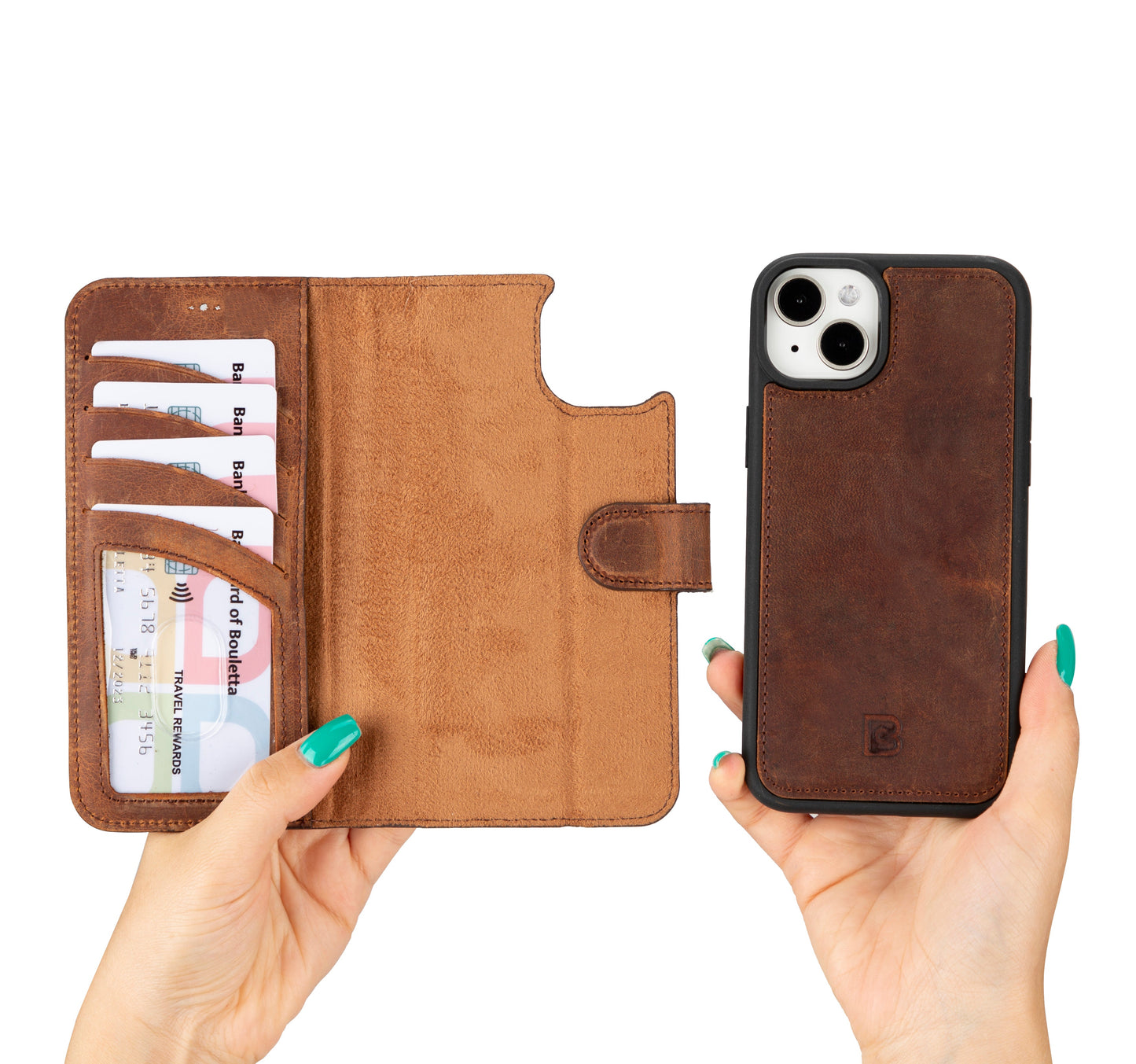 iPhone 16 Series Detachable Leather Wallet Case - The Stitched Cow