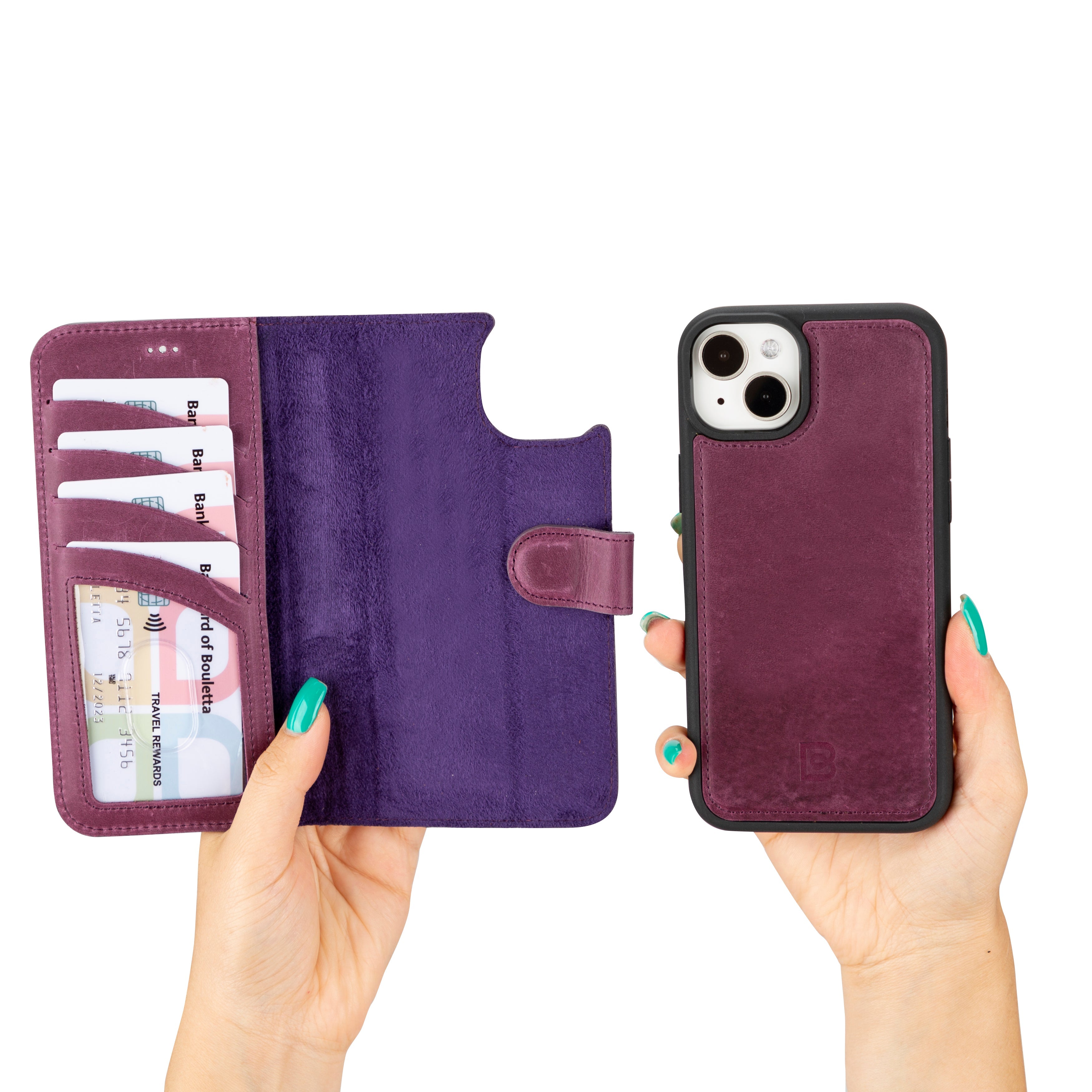 iPhone 16 Series Detachable Leather Wallet Case - The Stitched Cow