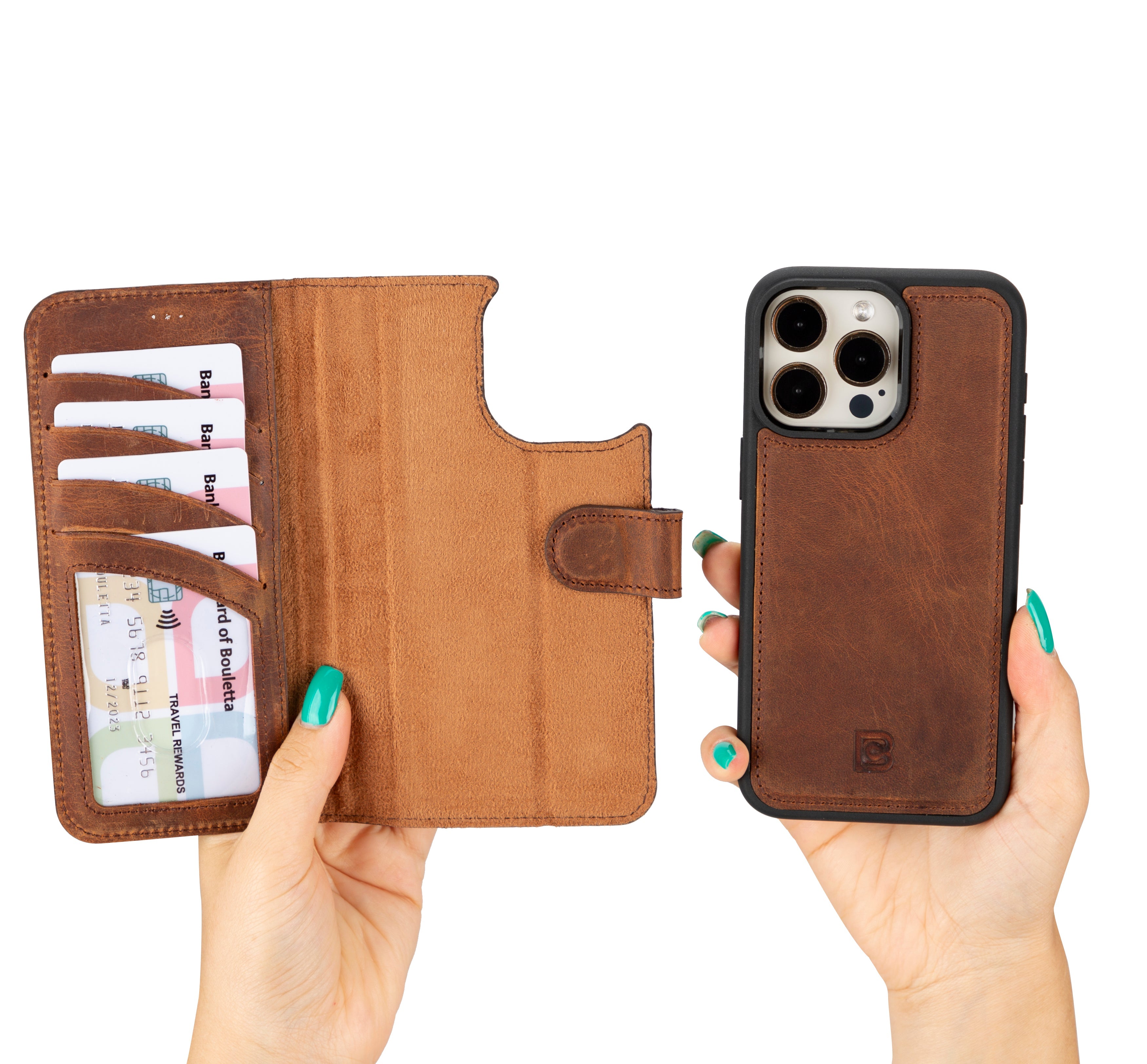 iPhone 16 Series Detachable Leather Wallet Case - The Stitched Cow