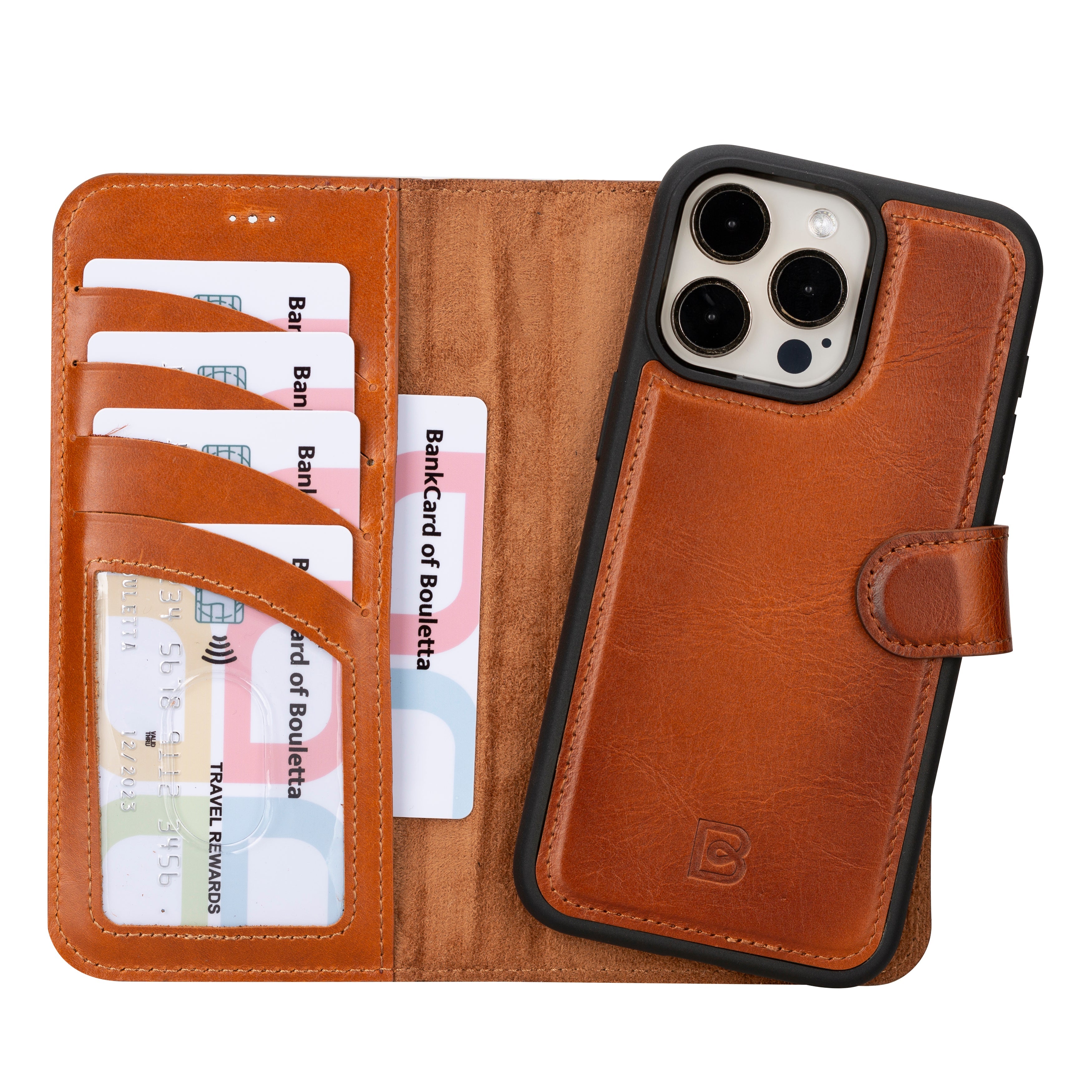 iPhone 16 Series Detachable Leather Wallet Case - The Stitched Cow