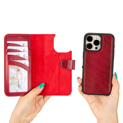 iPhone 16 Series Detachable Leather Wallet Case - The Stitched Cow