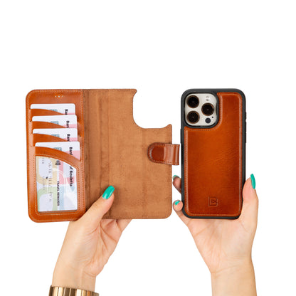 iPhone 16 Series Detachable Leather Wallet Case - The Stitched Cow