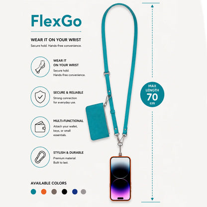 FlexGo Leather Phone Strap & Wallet Set – Clip-On Flex