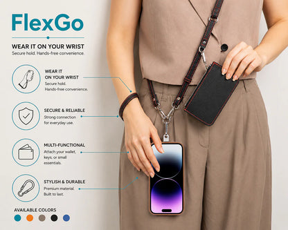 FlexGo Leather Phone Strap & Wallet Set – Clip-On Flex