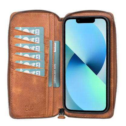 Delfi, Trina iPhone 13 Pro Max Leather Detachable and Zipper Wallet Case