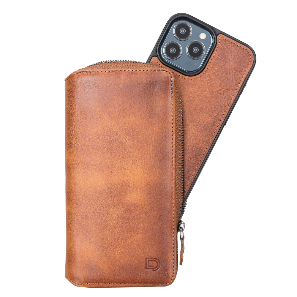 Delfi, Trina iPhone 13 Pro Max Leather Detachable and Zipper Wallet Case