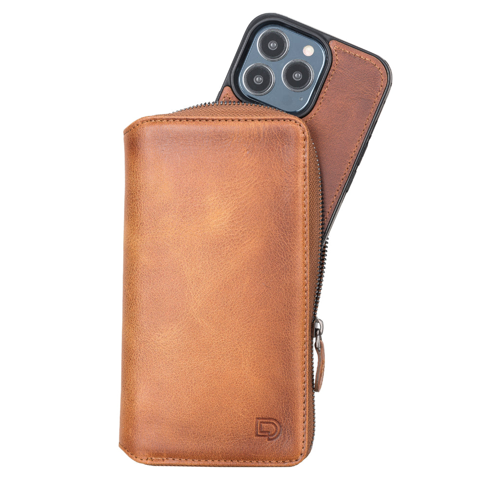 Delfi, Trina iPhone 13 Pro Leather Detachable and Zipper Wallet Case