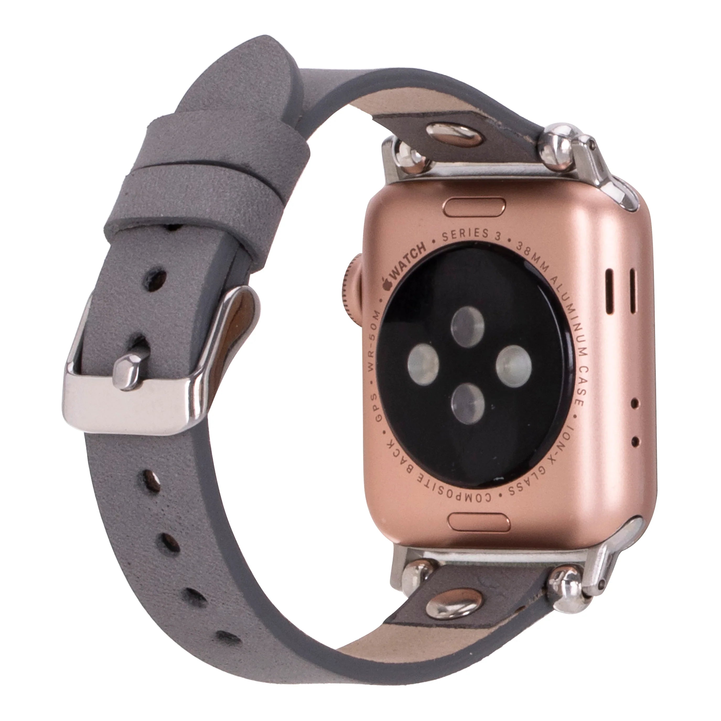 Ferro Silver Trok Style Leather Apple Watch Bands