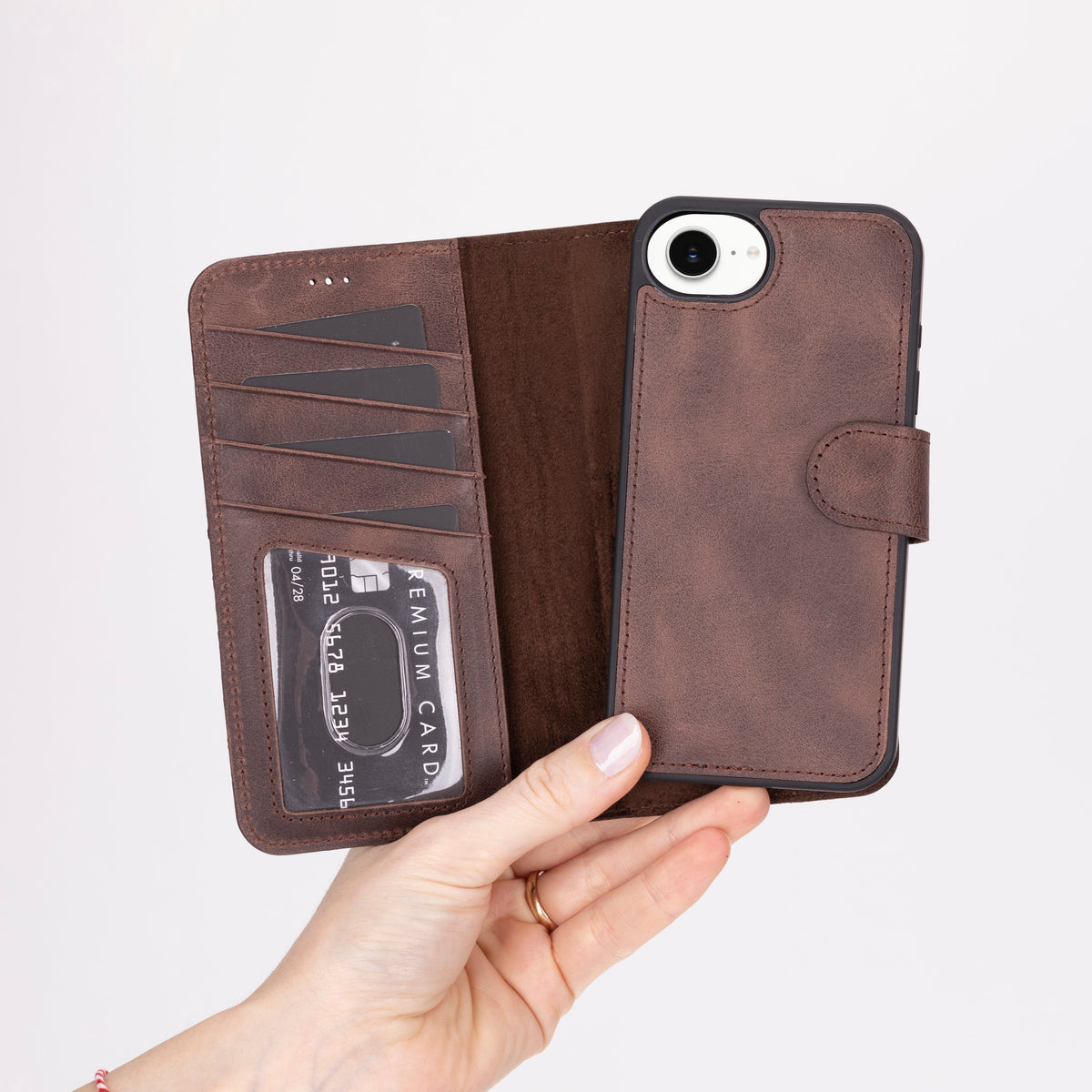 Magic iPhone 16E Detachable Leather Wallet Case