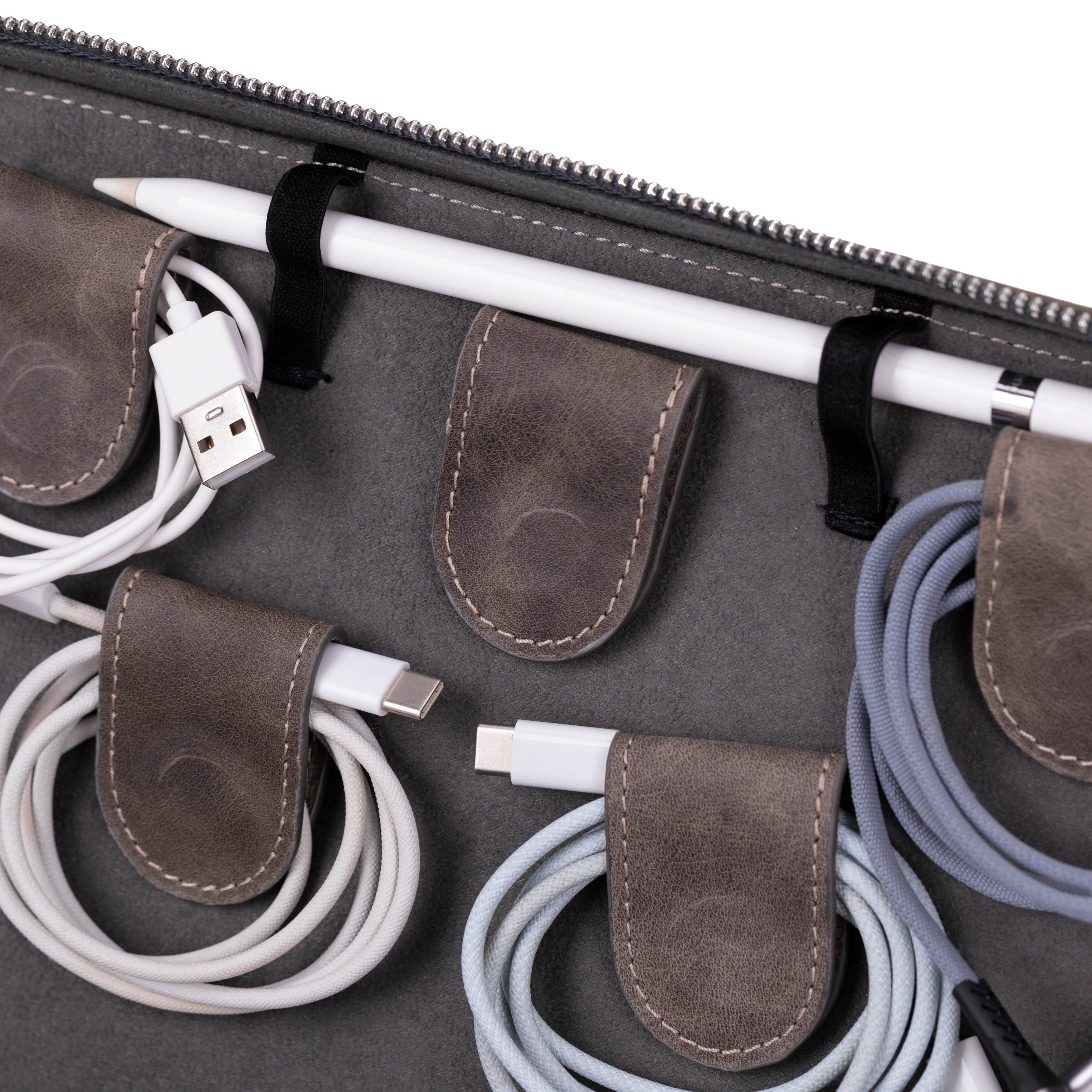 Travel Leather Cable Organizer