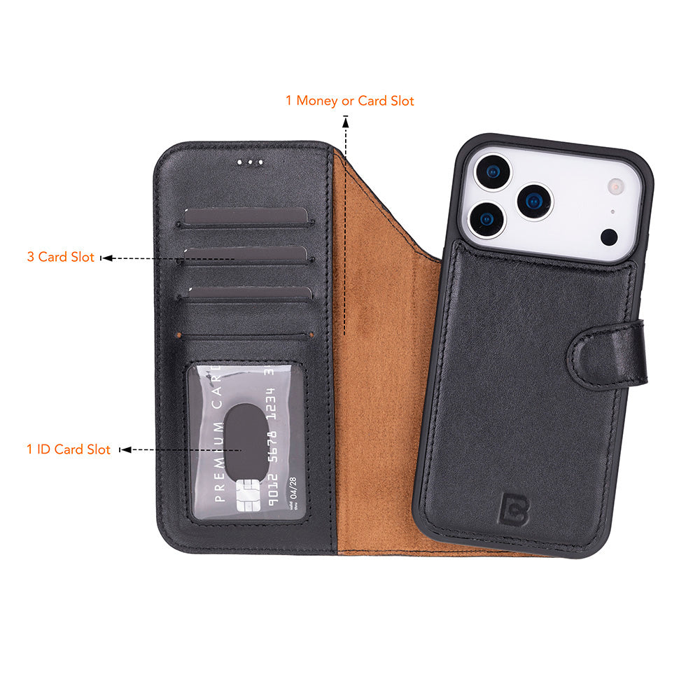 Magic iPhone 17 Pro Detachable Leather Wallet Case