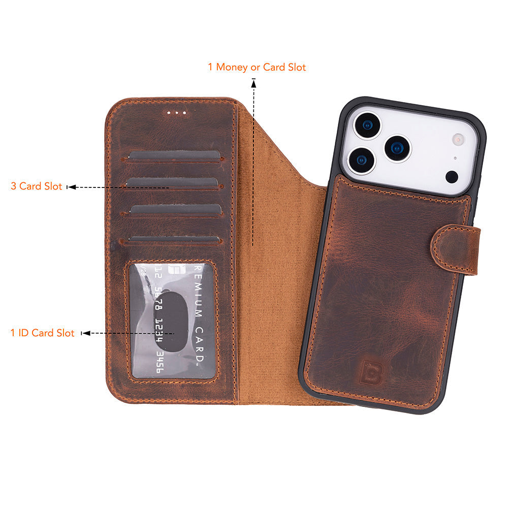 Magic iPhone 17 Pro Detachable Leather Wallet Case