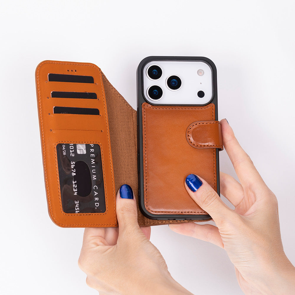 Magic iPhone 17 Pro Max Detachable Leather Wallet Case