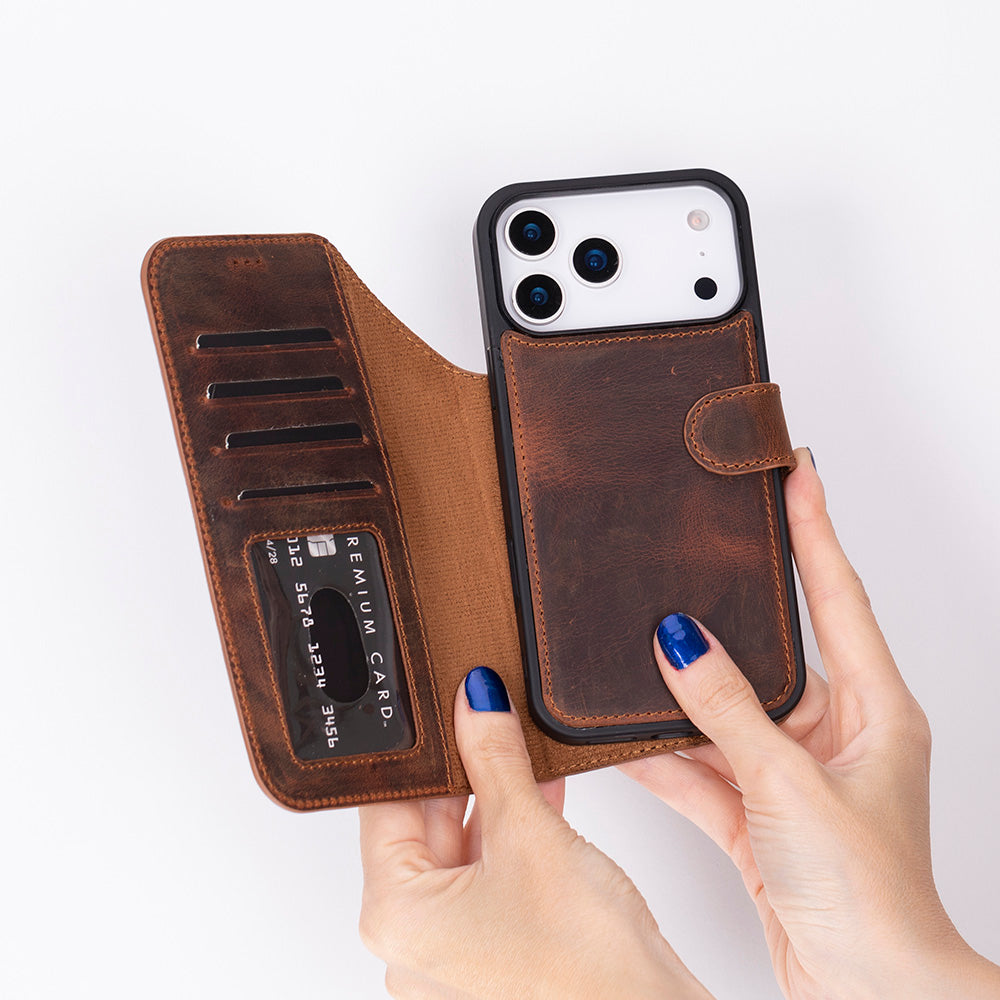 Magic iPhone 17 Pro Detachable Leather Wallet Case