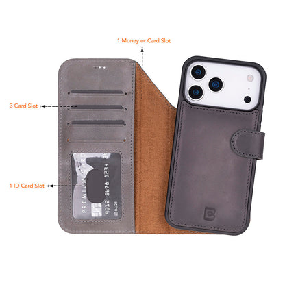 Magic iPhone 17 Pro Detachable Leather Wallet Case