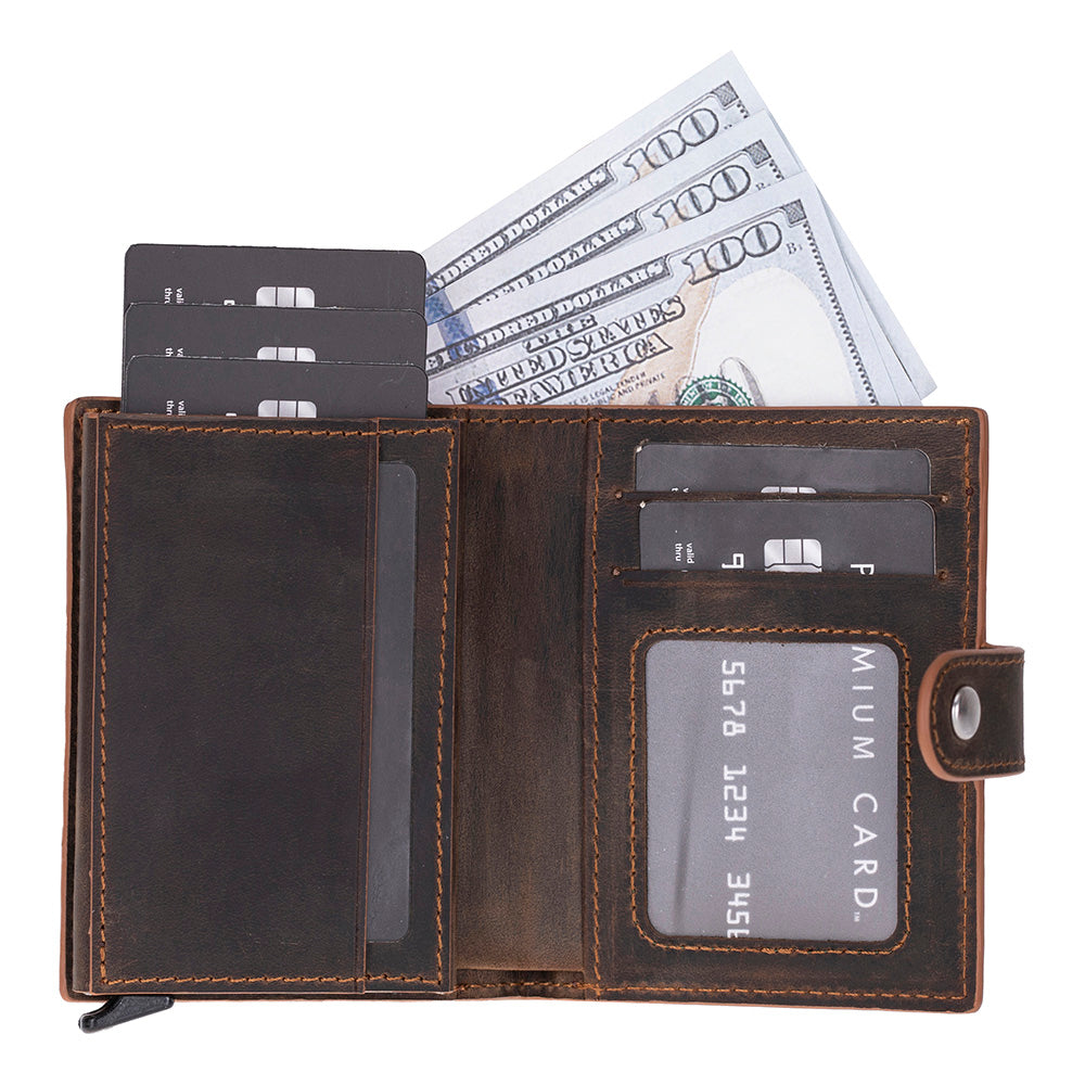 Palermo Zip Mechanical Genuine Leather Card Holder