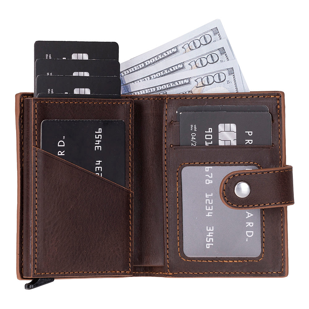 Palermo Zip Mechanical Genuine Leather Card Holder