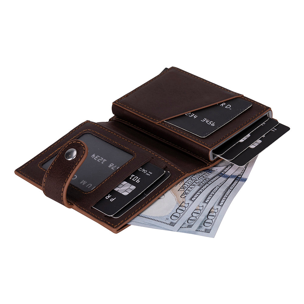 Palermo Zip Mechanical Genuine Leather Card Holder