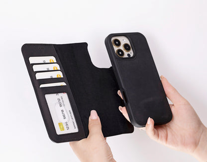 Liluri iPhone 16 Pro Detachable Leather Wallet Case