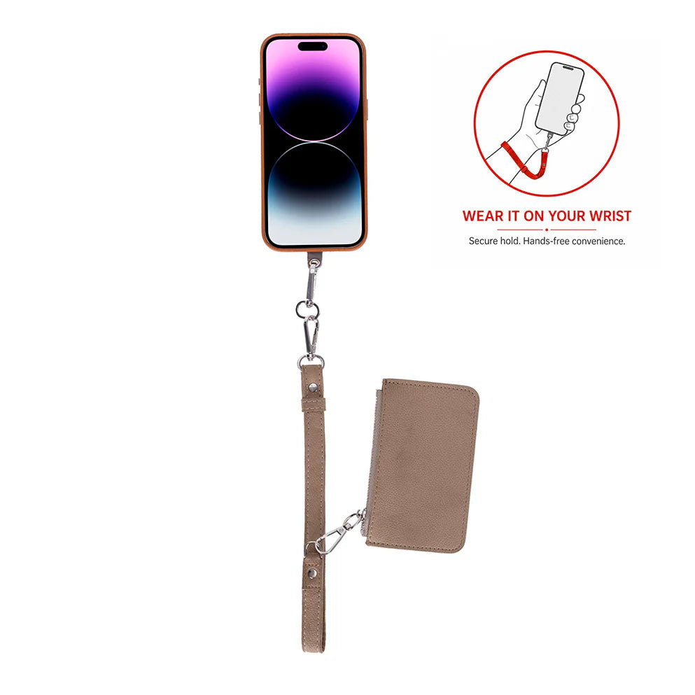 FlexGo Leather Phone Strap & Wallet Set – Clip-On Flex