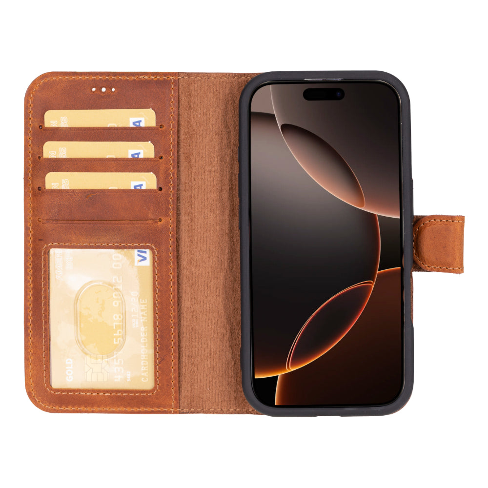 Magic iPhone 16 Series Detachable Genuine Leather Case