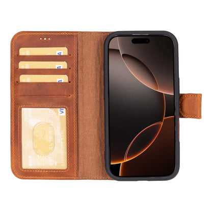 Magic iPhone 16 Series Detachable Genuine Leather Case