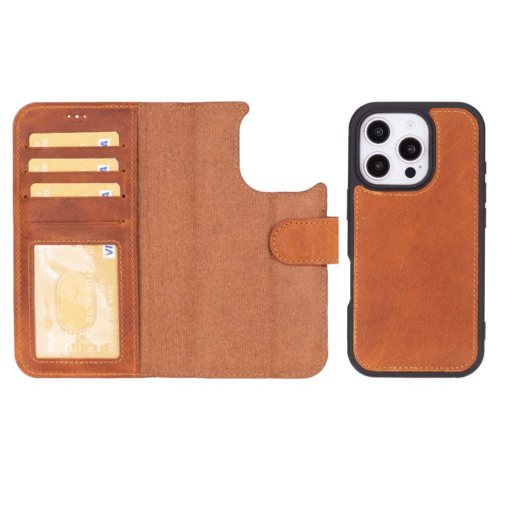 Magic iPhone 16 Series Detachable Genuine Leather Case