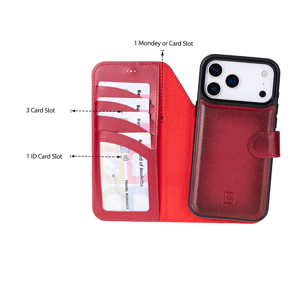 Magic iPhone 17 Pro Max Detachable Leather Wallet Case