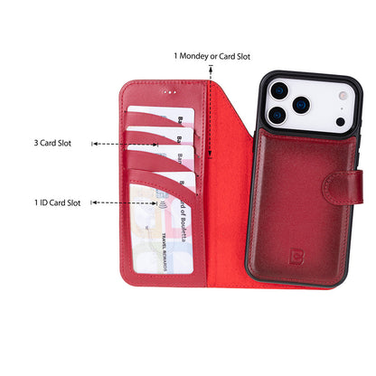 Magic iPhone 17 Pro Max Detachable Leather Wallet Case