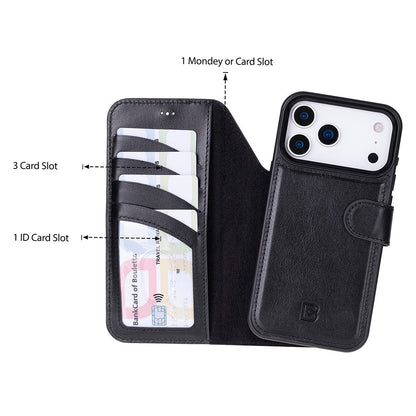 Magic iPhone 17 Pro Max Detachable Leather Wallet Case