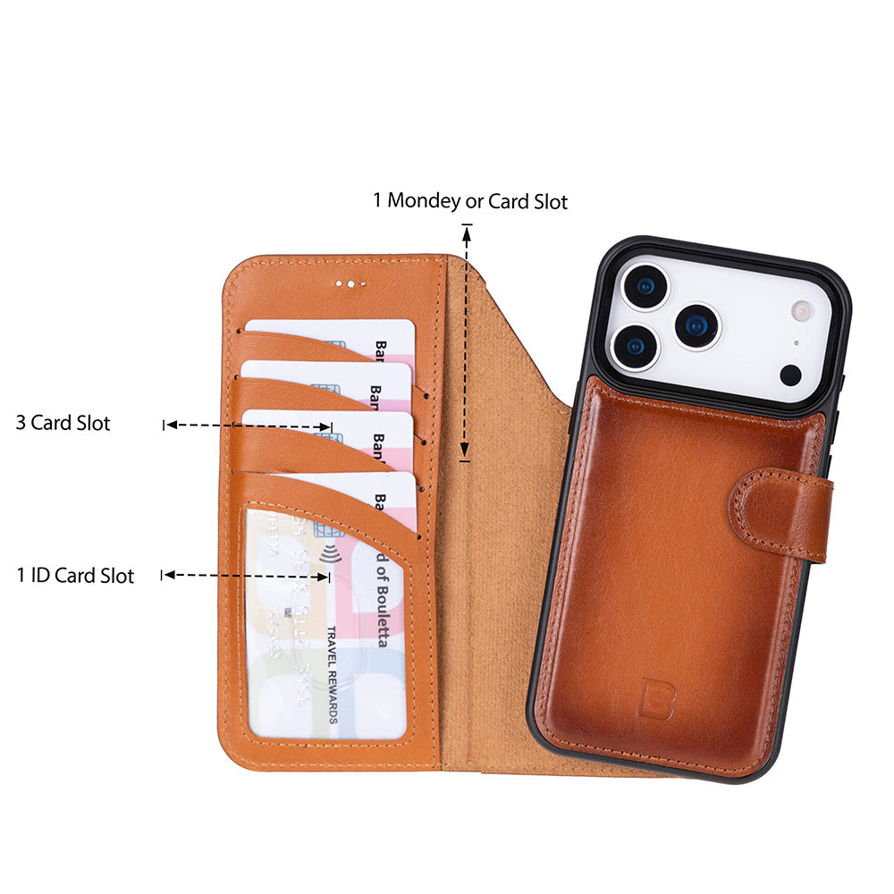 Magic iPhone 17 Pro Max Detachable Leather Wallet Case