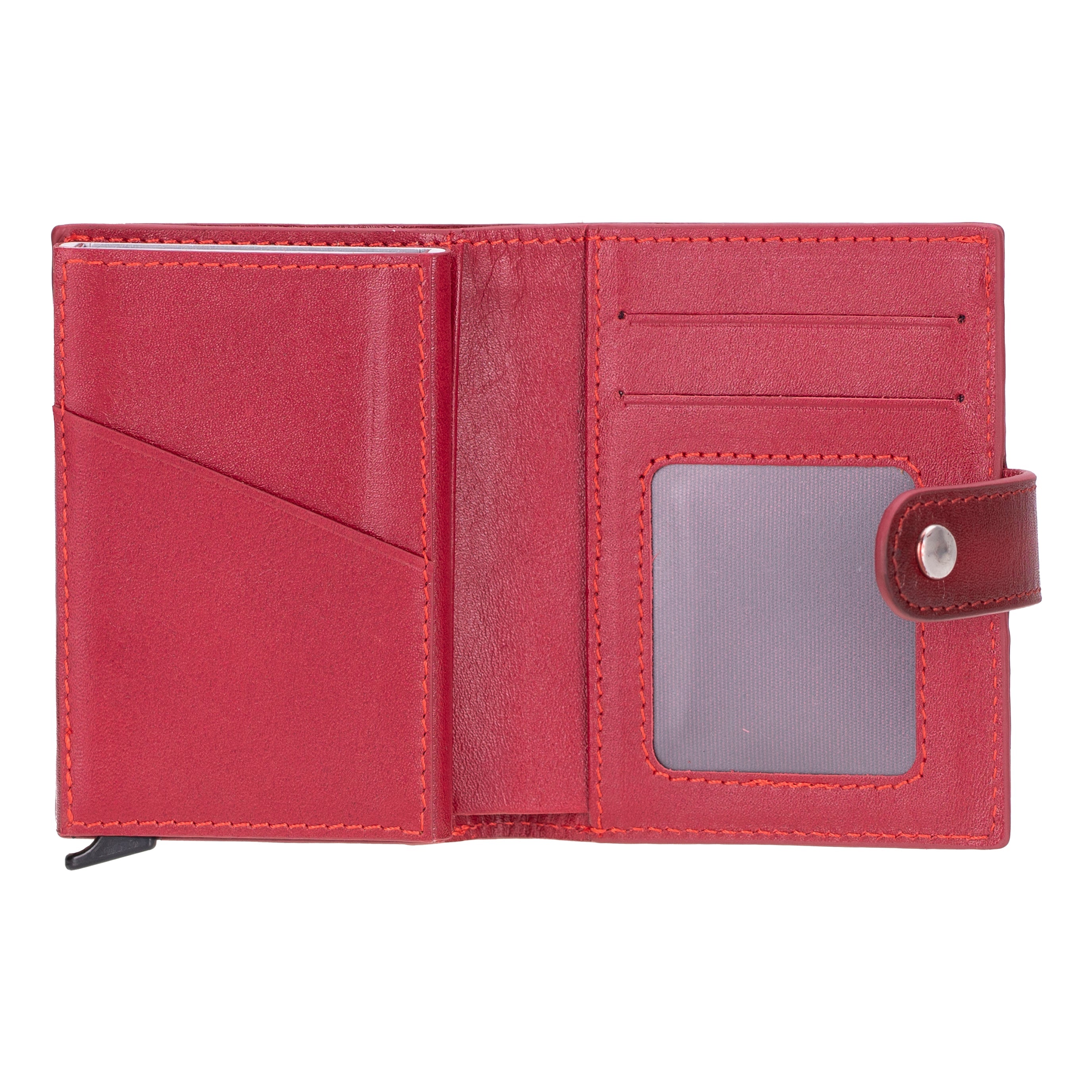 Plato Zip Mechanical Genuine Leather Card Holder