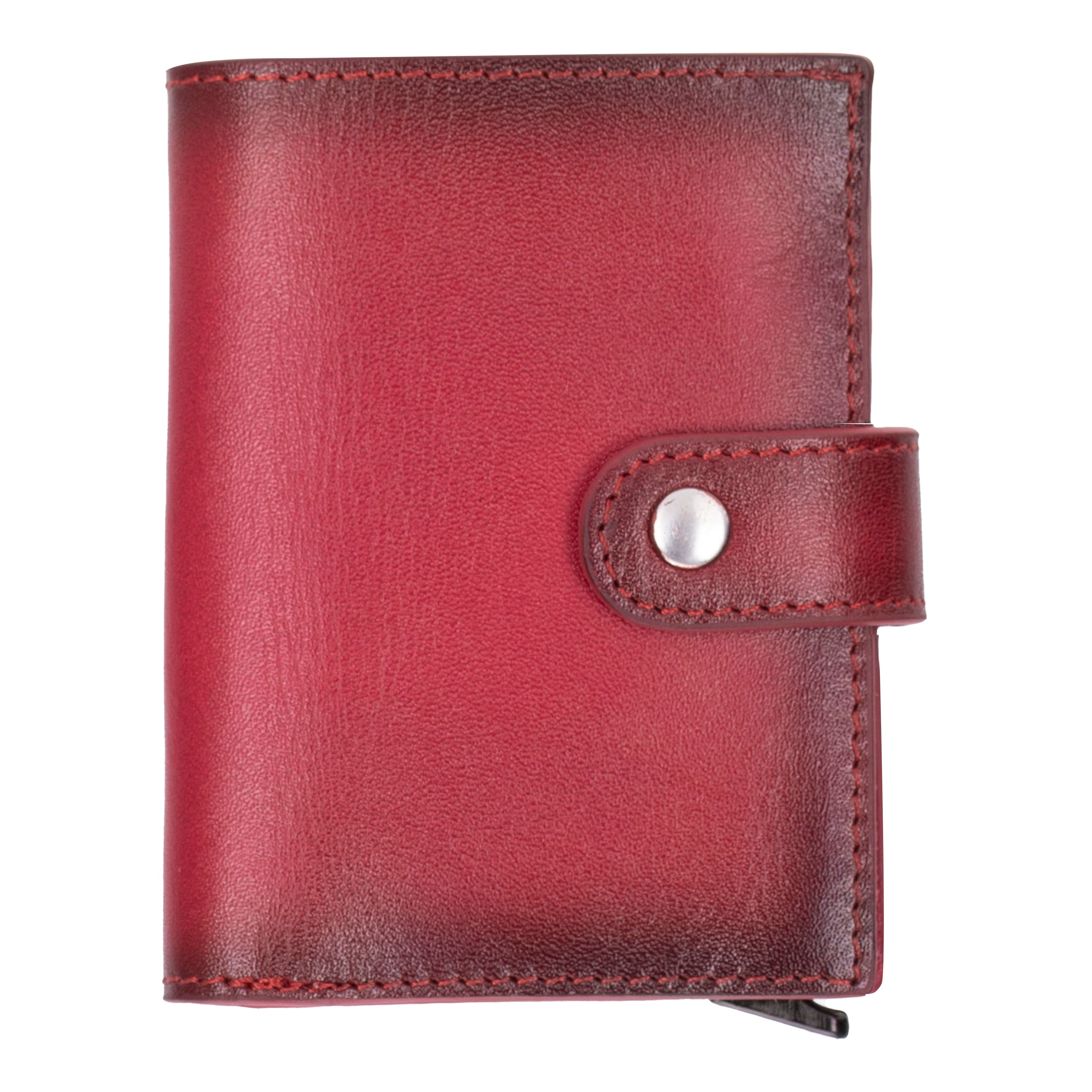 Plato Zip Mechanical Genuine Leather Card Holder