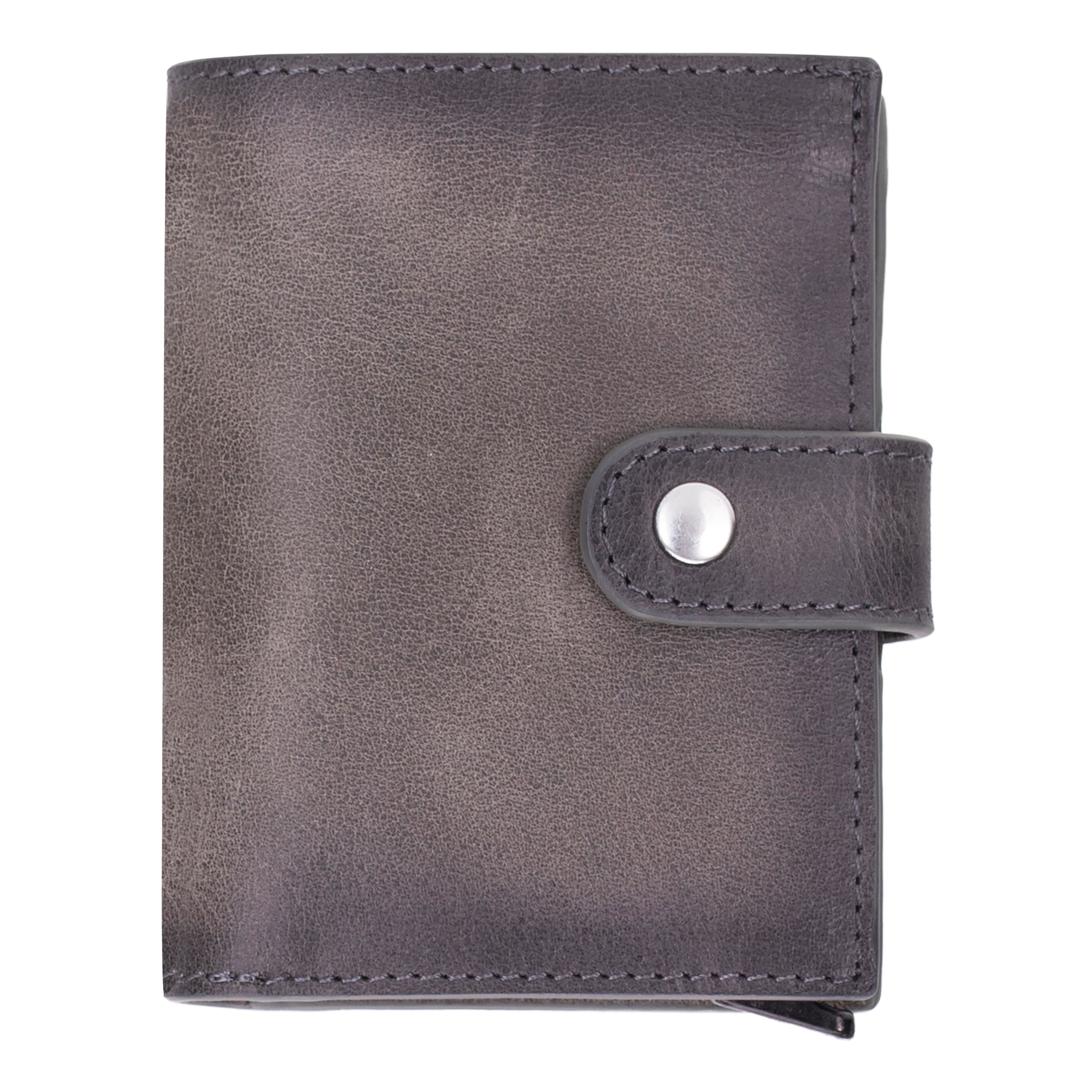 Plato Zip Mechanical Genuine Leather Card Holder
