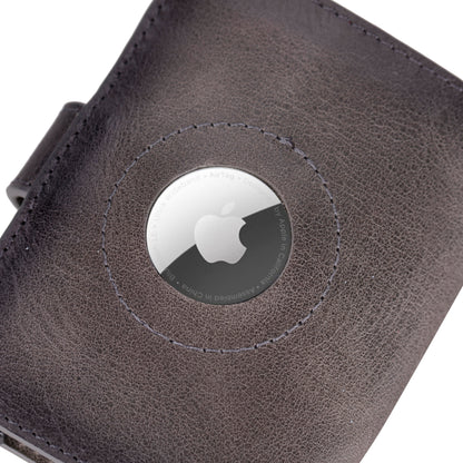 Plato Zip Mechanical Genuine Leather Card Holder